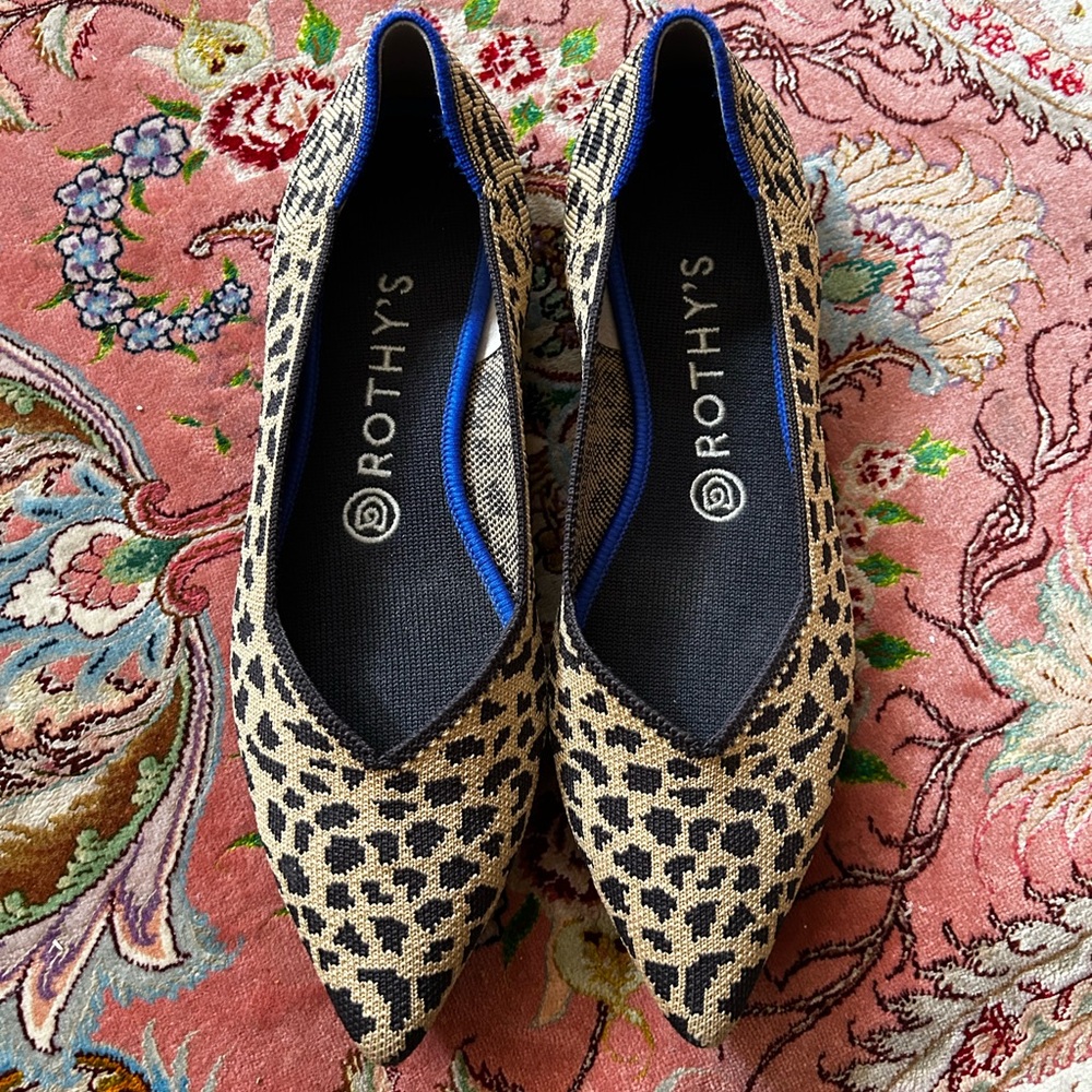 Rothy’s The Point Ballerina Flat in Retired Cheetah Print Womens Size 9